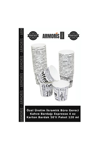 Özel Üretim İkramlık Büro Gereci Kahve Bardağı Espresso 4 Oz Karton Bardak 50'li Paket 120 Ml