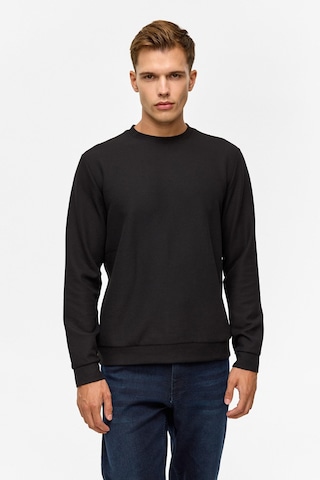 Süvari Siyah Regular Düz Bisiklet Yaka Sweatshirt-38793 Siyah