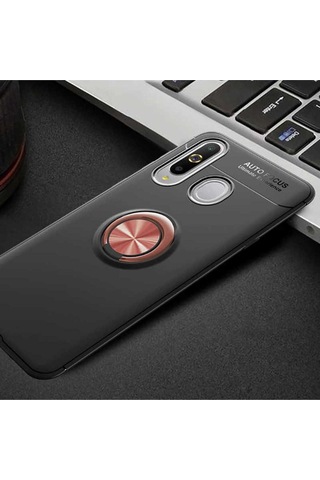 Samsung Uyumlu Galaxy A20s Kılıf Zore Ravel Silikon Kapak Siyah-Rose Gold