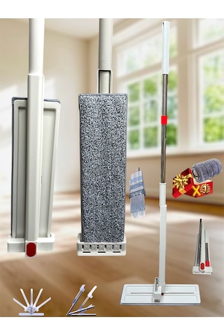 Lüx Temizlik Mopu Kendinden Sıkmalı Mikrofiber Mop Kendini Temizleyen Mop Yedek Bez Hediyeli New