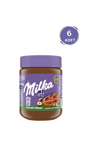 Milka Spread Hazelnut Sürülebilir Çikolata Kakaolu Fındık Ezmesi 350 Gr - 6 Adet
