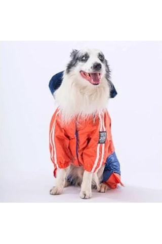 2as Su Geçirmez Orta-büyük Irk Köpek Yağmurluk Tulum, Bej-yeşil 142335