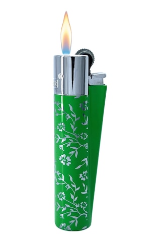 Clipper Green Pattern Metal Çakmak - Yeşil