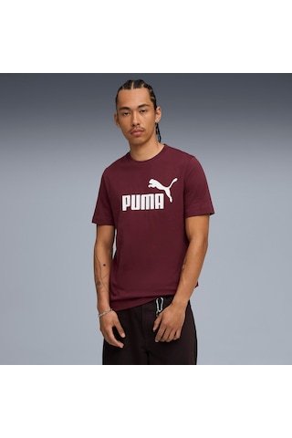 Puma Ess No. 1 Logo Tee Erkek Yetişkin T-shirt Bordo