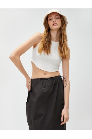 Koton Halter Yaka Crop Atlet Kırık Beyaz 2yal38009ok Ekru