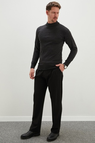 Fullamoda Basic Dik Yaka Regular Fit Triko Kazak Antrasit