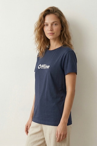 Elemge %100 Pamuk Süprem Pijama Üstü T-shirt Compact Penye Kadın Regular Fit Lacivert Kısa Kol Offline Bask