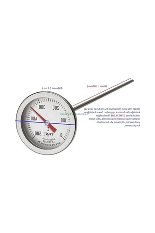 30 Cm Dalma Boylu Fırın Termometresi - 500 C 'ye Kadar Isı Ölçümü
