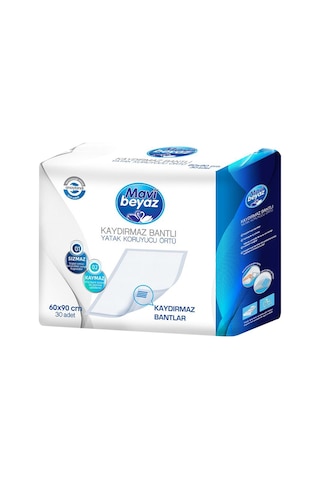 Mavi Beyaz Hasta Alt Açma Yatak Koruyucu Örtü 2 x 30'lu 60 x 90 CM