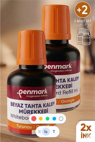 Turuncu Yazı Tahta Kalemi Mürekkebi 30 Ml 2 Adet Penmark Tahta Kalemi Mürekkepi Kolay Silinebilir Doldurulabilir Canlı