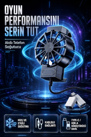 Kablolu Telefon Soğutucu Fan Radyatörü Type-c-usb Aparatı Dahil 1 Adetli Set