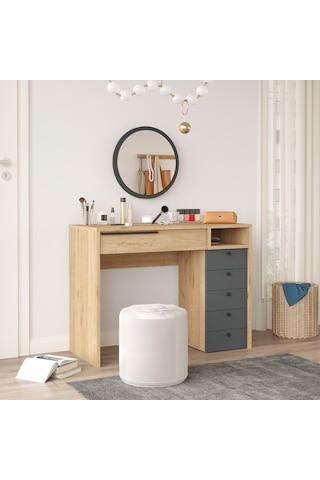 Paris Makyaj Masası Aynalı Çekmeceli Şifonyer Sepet-antrasit