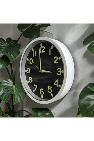 Fosforlu 3d Rakam Çocuk Odası Küçük Mini Duvar Saati Siyah Beyaz Çap 22 Cm