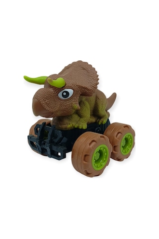 Sürtmeli Dinazor Arabalar 12 Cm - H-20 - Triceraptors -kahverengi Lisinya Çok Renkli