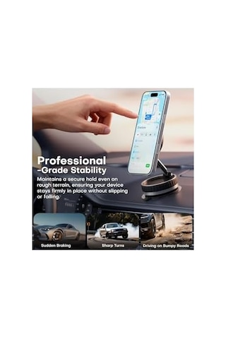 Duffa Magsafe Uyumlu Manyetik Araç Telefon Tutucu - Güçlü Vakumlu Ve Yapışkanlı Sabitleme Mekanizması, 360 Dönebilen Katlanabilir Torpido Ve Cam Üstü Telefon Tutacağı