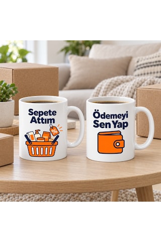 Storeşahin Sepete Attım / Ödemeyi Sen Yap 2'li Porselen Kupa Seti - Model 404 Shn0720 Çok Renkli