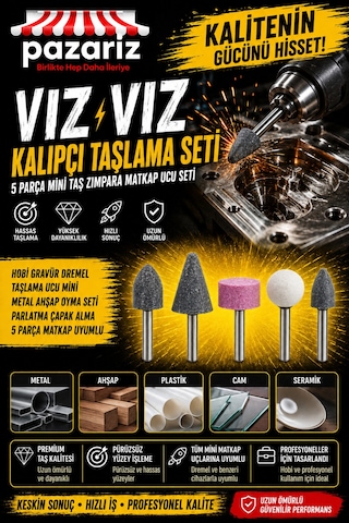 Kalıp Taşlama Makinası Aksesuarı 5 Parça Vız Vız Kalıpçı Taşlama Seti Mini Taş Zımpara Matkap Ucu Seti Mini Çapak Alma Oyma Şekil Verme Ahşap Metal Kalıpçı Seti Gravür Oyma Seti
