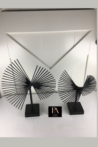 Siyah 2'li P Ofis Metal Aksesuar Biblo Ev Salon Dekorasyon Obje