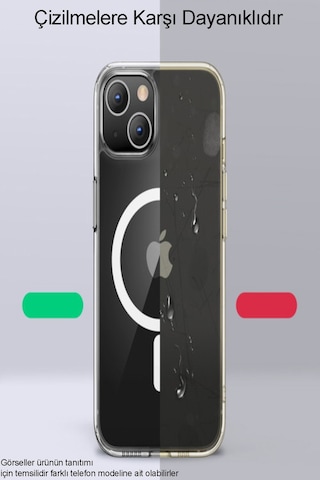 Apple Uyumlu  iPhone 13 Kılıf Magsafe Kablosuz Şarj Destekli Şeffaf Silikon Kılıf