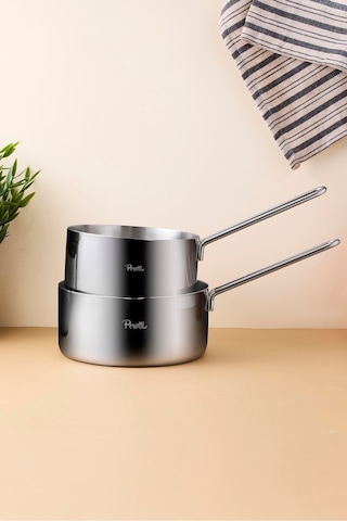 Cookpro Paslanmaz Çelik 2'li Sos Tencere Seti 14-16 Cm Silver Metalık Metalik