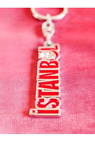 Moncuk Design Kırmızı İstanbul Yazan Metal Anahtarlık