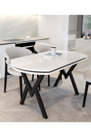 Avenza Living 70 120 Sabit Gofret Yemek Masası Beyaz