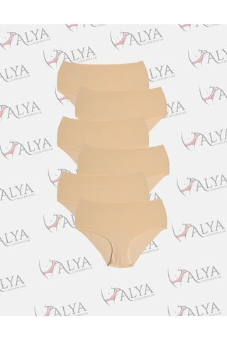 Alya Underwear Kadın Dikişsiz Külot Lazer Kesim Yüksek Bel İz Yapmayan Büyük Beden Hayalet Külot İzbırakmaz 6'lı Paket Bej