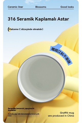 Kız Çocuk Büyük Kapasiteli Termos Bardak-mavi