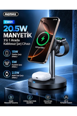 20,5w Masaüstü 3 Ü 1 Arada Manyetik Kablosuz Şarj