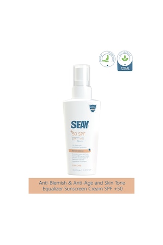 Seay SPF50+ Yüksek Korumalı Leke Karşıtı ve Cilt Tonu Eşitleyici Güneş Kremi Su Bazlı 125 ML