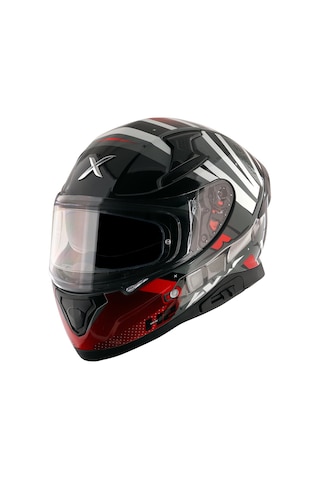 Axor Apex Hex-2 Kapalı Motosiklet Kaskı Gri - Kırmızı