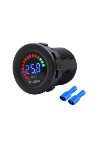 Samdoo 12/24v Renkli Led Voltmetre - Su Geçirmez, Alarmlı, Araç Ve Tekneler İçin