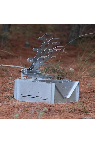 Kamp Ayısı Grillfish Katlanır Özel Kutulu 2mm Galvaniz Çelik Balık Izgaralı Mangal & Ateş Çukuru Gri