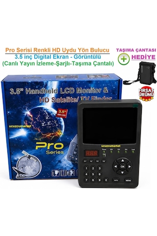Pro Serisi Uydu Yön Bulucu 3.5 Inç Digital Ekranlı Görüntülü Canlı Yayın Izleme-şarjlı-taşıma Çantalı