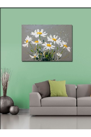 Kanvas Tablo Beyaz Papatya Buketi 50cmx70cm