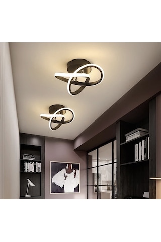Burenze Modern Plafonyer Tavan Led Avize Siyah 2 Adet Set Ledli Avize - Burenze763 Koyu Kahverengi