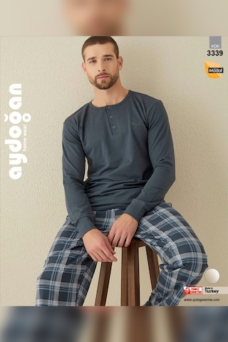 Aydoğan Erkek Civan Patlı Modal Lacivert Pijama Takımı 3339 Lacivert