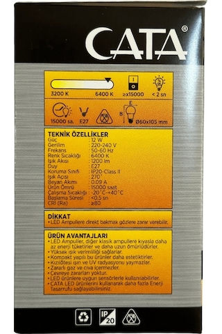 Cata Ct-4266 12w 6400k Beyaz Işık E27 Duylu Led Ampul 10 Adet