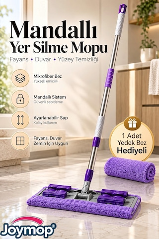 1 Adet Yedek Bez Fayans Duvar Yüzey Cam Mikrofiber Mandallı Mop