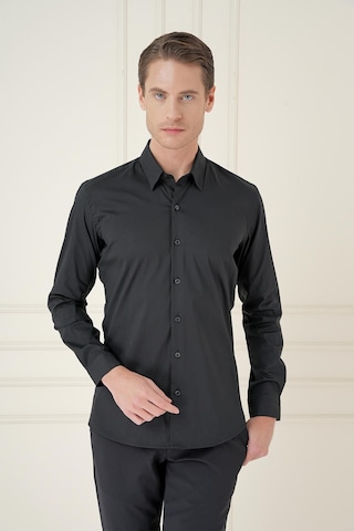 Efor Gk 747 Slim Fit Siyah Klasik Gömlek Siyah
