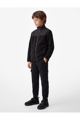 Koton Cepli Fermuarlı Uzun Kollu Dik Yaka Polar Sweatshirt Siyah 7wkb10264tk