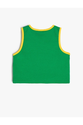 Koton Crop Atlet Spor Temalı Bisiklet Yaka Renk Bloklu Pamuklu Yeşil 4skg30105ak Yeşil
