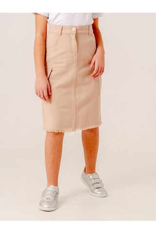 Kız Çocuk Kargo Keten Etek 2959 Bej