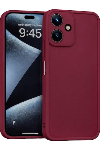 İnfinix Hot30i Uyumlu Kamera Çıkıntılı Mat Silikon Telefon Kılıfı Bordo