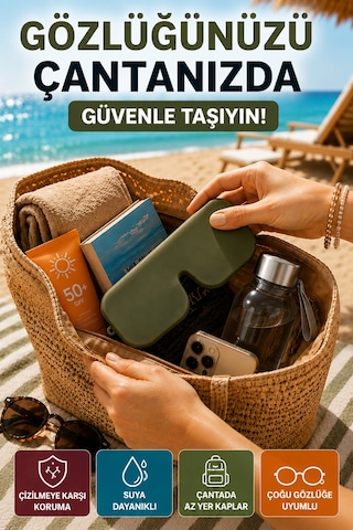 Haki Katlanabilir Silikon Gözlük Kılıfı Suya Dayanıklı Esnek Koruyucu Güneş Ve Numaralı Gözlük Kılıfı