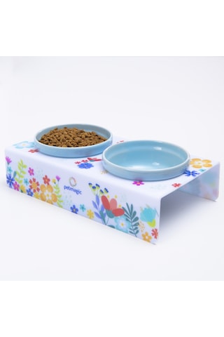 Petmagic Akrilik Pleksi Evcil Hayvan Seramik Kaseli Kedi Köpek Mama Su Kabı Bahar
