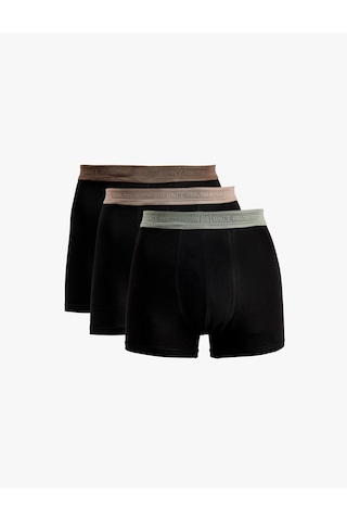 Koton Bel Detaylı Pamuklu Regular Fit 3'lü Boxer Seti Siyah 6slm90039mk