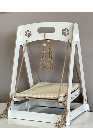 Ahşap Xxl Büyük Minderli Kedi Salıncağı Kedi Yatağı