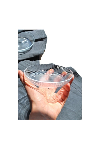6'lı Cam Kase Mini Kahvaltılık Çerezlik Meze Tabağı 12 Cm İkramlık- Vargas Şeffaf