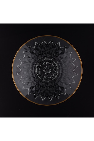 Porsima 30579 Kostanay Altın Yaldızlı Cam Meyvelik Sunumluk 30 Cm